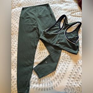 Splits59 Olive Green Leggings and Sports Bra Set